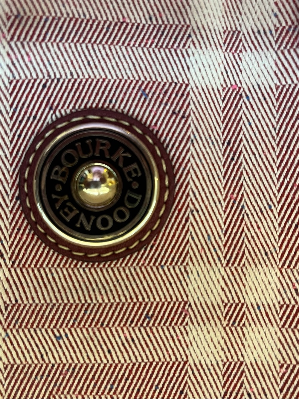 Dooney & Bourke Red and Cream Herringbone Snap Detail